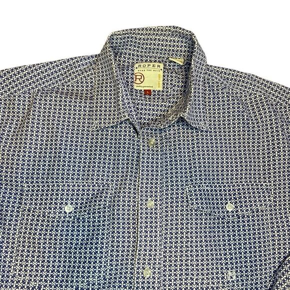 Roper Blue and White Western Button Down Shirt. Size Large. Great Condition!! - Picture 3 of 11